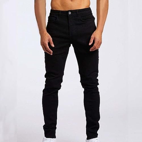 Men's Classic Relaxed Fit Zipper Middle Waist Denim Long Pants Mens Straight Jeans Mens Dark Jeans Men's Jeans