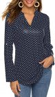 Women's Roll Up 3/4 Sleeve Floral Print V Neck Tunic Blouses Tops Shirts