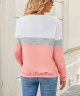 Womens Crew Neck Sweatshirt Colorblock Pullover Tops Casual Splicing Long Sleeve Lightweight Blouse Tee