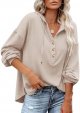 Women's Sweatshirts Hoodie Casual V Neck Long Sleeve Button Pullover Tunic Tops