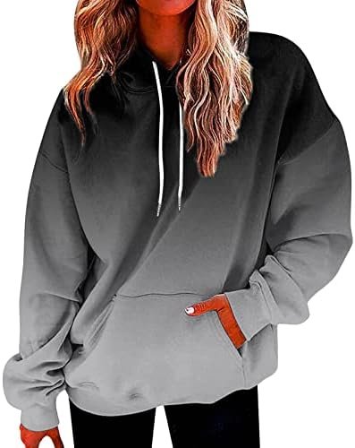 Womens Plus Size Hooded Sweatshirt Long Sleeve Drawstring Sweatshirt Loose Sweatshirt With Pockets Women Long