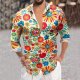 Mens Long Sleeve Floral Business Hem Button Print Leisure Floral Shirt Athletic Shirts Men Summer