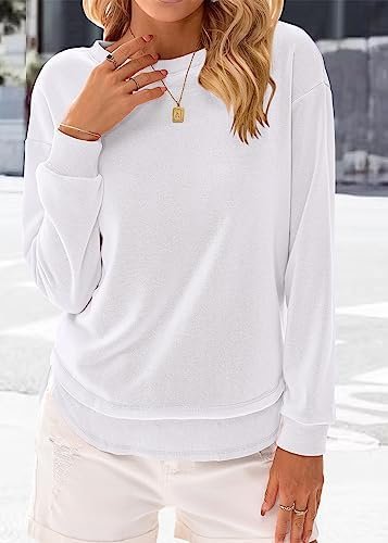 Women's Casual Sweatshirts Spring Fall Clothes Loose Long Sleeve Lightweight Pullover Shirts Tops