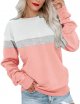 Womens Crew Neck Sweatshirt Colorblock Pullover Tops Casual Splicing Long Sleeve Lightweight Blouse Tee