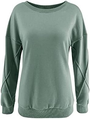 Womens Casual Long Sleeve Sweatshirts Crew Neck Relaxed Fit Tops Cute Pullovers