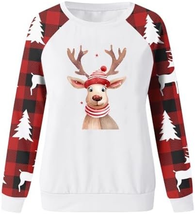 Christmas Series Themed Print Ladies' Raglan Sleeve Thick Hoodie Long Sleeve Shirts