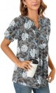 Womens Summer/Spring Dressy Casual Blouse Puff Short Sleeve Tunic Tops Pleated T-Shirts for Work