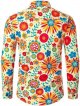 Mens Long Sleeve Floral Business Hem Button Print Leisure Floral Shirt Athletic Shirts Men Summer