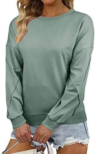 Womens Casual Long Sleeve Sweatshirts Crew Neck Relaxed Fit Tops Cute Pullovers