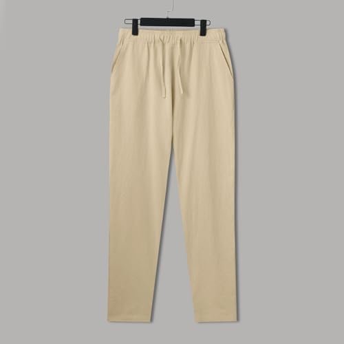 Men Pants Chino Cargo Pants Fashion Cotton Linen Casual Trousers Flat Front Pants Summer Wicking Breathable