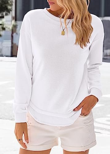 Women's Casual Sweatshirts Spring Fall Clothes Loose Long Sleeve Lightweight Pullover Shirts Tops