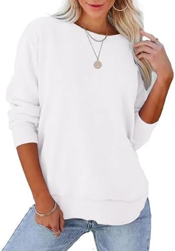 Women's Casual Sweatshirts Spring Fall Clothes Loose Long Sleeve Lightweight Pullover Shirts Tops