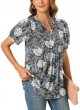 Womens Summer/Spring Dressy Casual Blouse Puff Short Sleeve Tunic Tops Pleated T-Shirts for Work