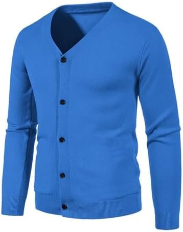 Solid Color Sweater Knitted Sweater for Men V Neck Slim Fit Button Down Base Shirt 6 Memory Foam