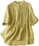 Women's 3/4 Sleeve Cotton Linen Blouses Dressy Casual Round Neck Tunic Shirt Summer Fashion Loose T Shirts Tops